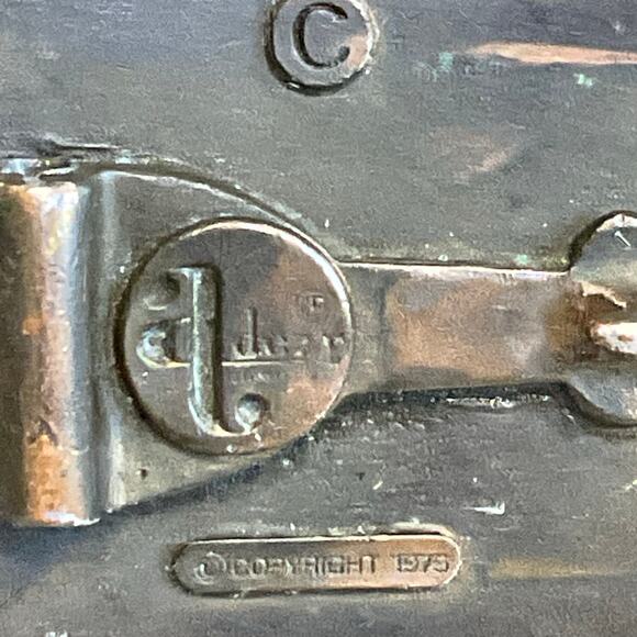 Adez 1975 Taos New Mexico Belt Buckle Aztec Sun Mountains Vintage NO LOOP - Picture 6 of 6